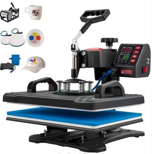 VEVOR 5 in. 1 Heat Press 12 x 15 Machine, Digital Precise Temperature Control, Clamshell Sublimation Printer, 900W - Lot 46JF