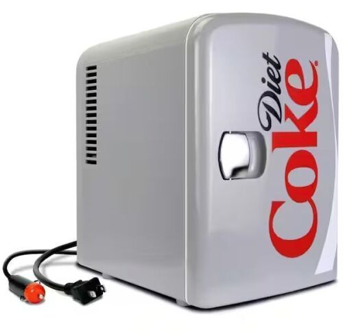 Diet Coke 4L Cooler/Warmer with12V DC and 110V AC Cords, 6 Can Portable Mini Fridge - Lot 120JF