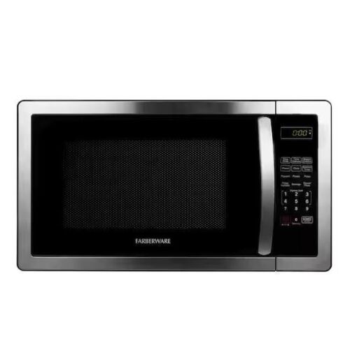 Farberware Classic 1.1 cu. Ft. 1000-Watt Countertop Microwave Oven in Stainless Steel/Black - Lot 123JF