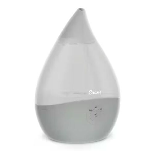Crane 0.5 Gal. Droplet Ultrasonic Cool Mist Humidifier for Small to Medium Rooms up to 250 sq. ft. - Grey - Lot 119JF