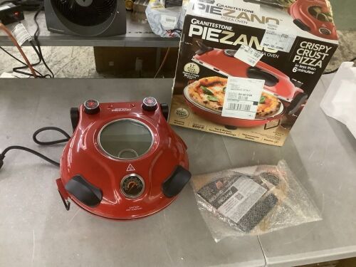 GraniteStone PieZano 12 in. Red Portable Countertop Stone Bake Indoor Grill Electric Oven Pizza Maker - Lot 133JF