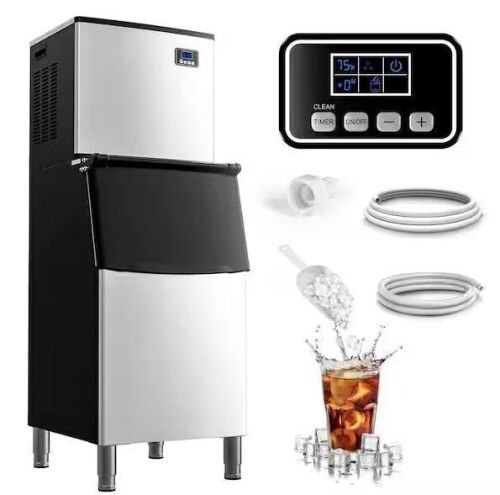 23 in. 400 lb. / 24H Full Size Cubes Freestanding Commercial Ice Maker in Silver, Stainless Steel, Clean Cycle - Lot 11JF