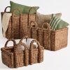 3Pc Shelf Baskets, Small, Large & XL Chunky Woven Baskets w/ Braided Handles - Thumbnail 1