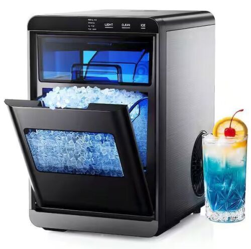 9.6 in. 45lb/24H Nugget Ice Countertop Portable Ice Maker, 9 Cubes/6Mins, Auto-Clean, Basket and Scoop - Lot 48JF