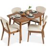 5-Piece Wooden Mid-Century Modern Dining Set w/ 4 Chairs, Padded Seat & Back - Thumbnail 1