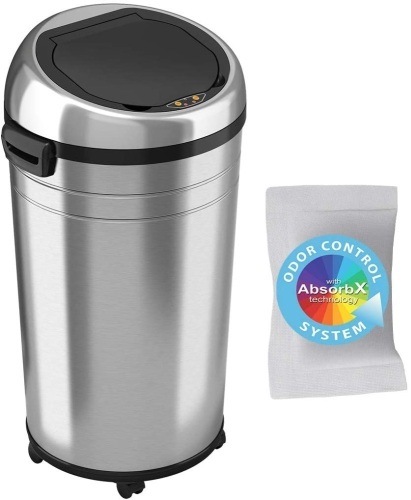 iTouchless 23 Gallon Touchless Sensor Trash Can with Odor Control System & Wheels - Lot 50