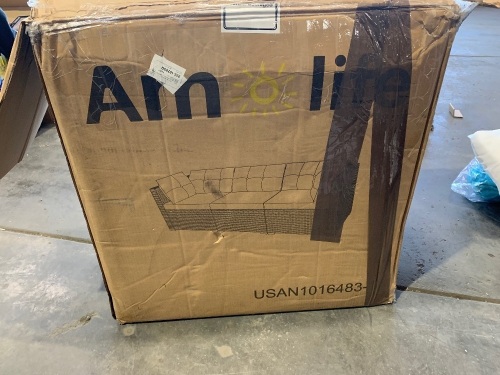 Amolife Rattan Wicker Sofa. Appears Complete and Unused with Open Box and Package - Lot 68