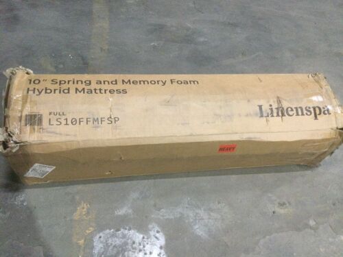 Linenspa 10 Inch Memory Foam and Innerspring Hybrid Medium Feel Mattress, Full - Lot 198
