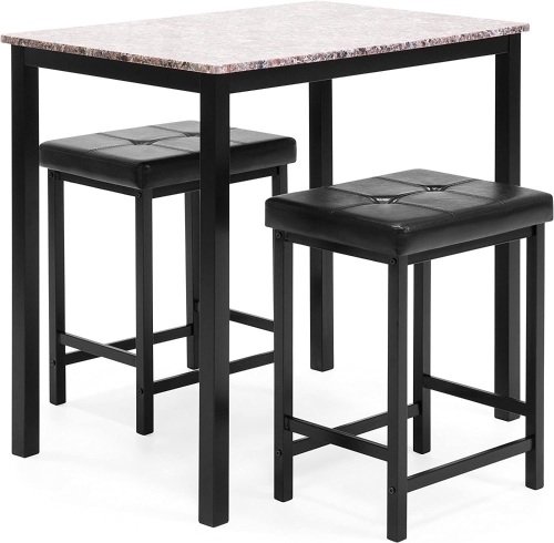 Kitchen Marble Table Dining Set w/ 2 Counter Height Stools - Lot 348