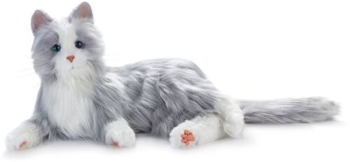 Joy for All Interactive Companion Pet Cat, Responds to Touch & Motion, Silver With White Mitts - Lot 391