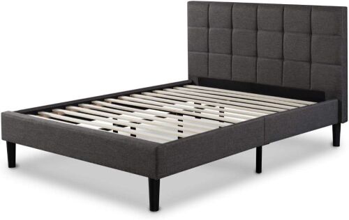 AmoLife Dark Gray Upholstered Platform Bed Frame, Queen  - Lot 535