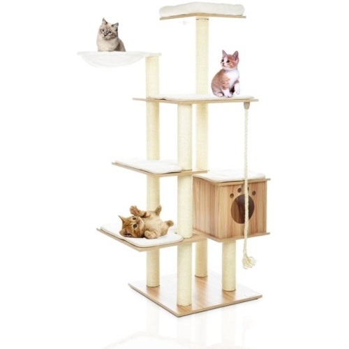 Lazy Buddy 67" Wooden Cat Tree Tower  - Lot 567