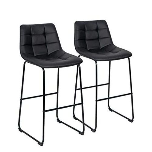 ORISTUS Black Pub Height Bar Stools with Back - Lot 576