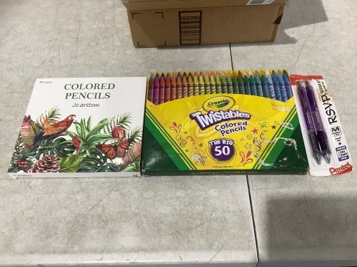 Lot of Colored Pencils & Violet Pens - Lot 577