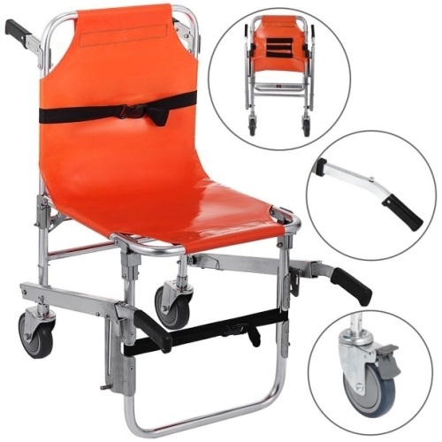 VEVOR EMS Stair Chair Emergency Evacuation Medical Lift Chair 2 Wheels Aluminum Alloy Heavy Duty  - Lot 582