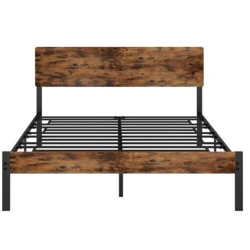 LIKIMIO Platform Bed Frame with MDF Headboard, Strong Support, Queen  - Lot 638