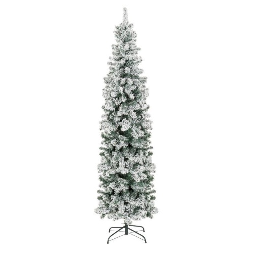 Snow Flocked Artificial Pencil Christmas Tree w/ Stand - 7.5ft - Lot 684