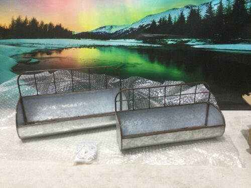 Dahey Galvanized Metal Industrial Wall Shelves, Set of 2 - Lot 796