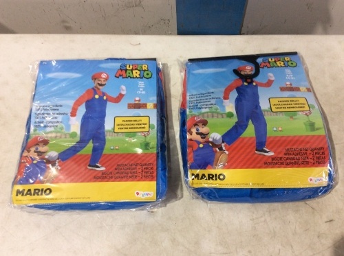 Lot of (2) Disguise Super Mario Deluxe Kids Costumes, Small & Medium  - Lot 817