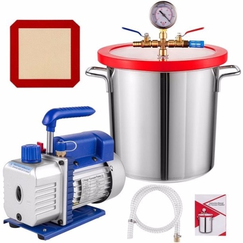 VEVOR 3 CFM 3 Gallon Single Stage Vacuum Pump with Chamber Stainless Steel Degassing Chamber Kit - Lot 850