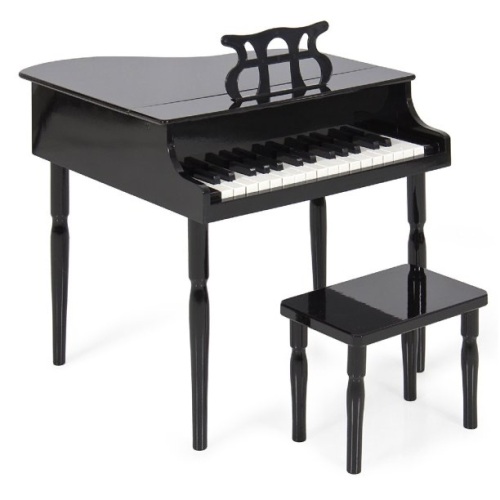 Kids Mini Wooden Grand Piano w/ Lid, Bench, Music Rack, Song Book, Stickers  - Lot 868