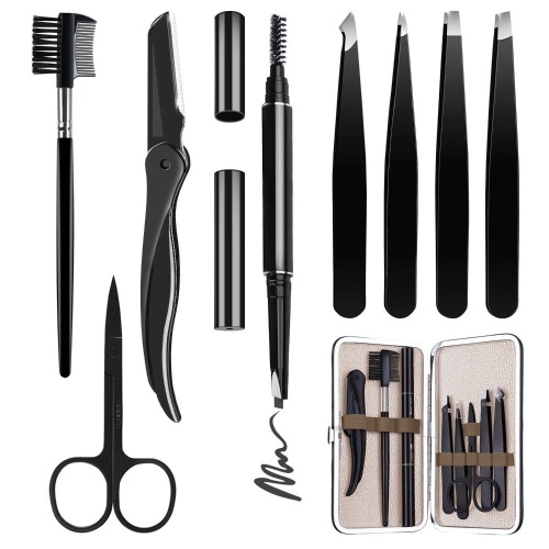 Lot of (80) HOCOSY 8 in 1 Professional Eyebrow Grooming Set include Eyebrow Razor, Brush, Scissors, Brow Pencil and Travel Case - Lot 884
