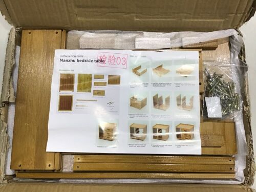 Mini Bamboo Nightstand Side Table with 3 Drawers - Lot 1044