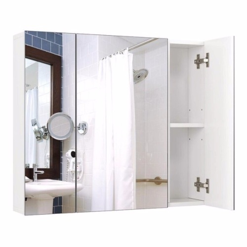 Homfa Bathroom Wall Mirror Medicine Cabinet with 3 Doors, Adjustable Shelf, 27.6" x 23.6"  - Lot 1127