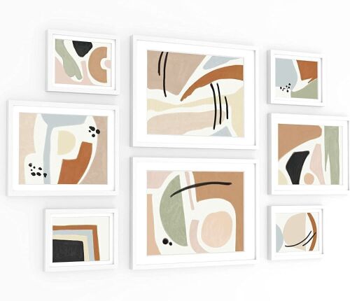 ArtbyHannah 8 Pack Abstract Gallery Wall Art Frame with Decorative Art Prints - Lot 1197