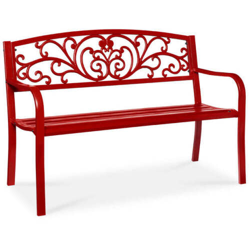 Steel Bench for Outdoor, Patio, Garden w/ Floral Design - 50in - Lot 6309