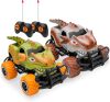 Set of 2 1/43 Scale 27MHz Dinosaur RC Remote Control Car Toys w/ 9mph Max Speed, 2 Controllers - Thumbnail 1