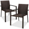 Set of 2 Stackable Wicker Chairs w/ Armrests, Steel Accent Furniture - Thumbnail 1