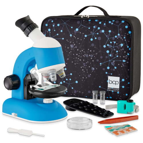 30-Piece STEM Kids Microscope Science Kit w/ 100x, 600x, 1200x Zoom, Slides, Carrying Case - Lot 6411