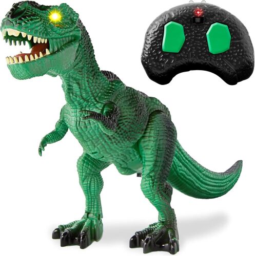 Kids Remote Control Dinosaur Toy, Large Electronic Walking Jurassic RC T-Rex w/Light-Up LED Eyes, Roaring Sounds, Moving Arms - Lot 6423