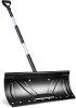 24in Galvanized Steel Blade Heavy-Duty Snow Pusher, Hand Plow for Snow Removal, Ergonomic Handle, Easy Storage - Thumbnail 1