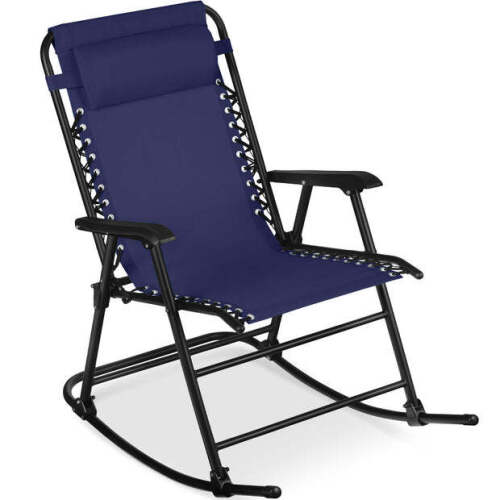 Folding Outdoor Zero Gravity Rocking Lounge Chair w/ Headrest Pillow - Lot 6485