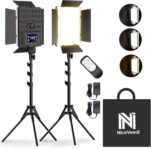 2-Pack Photography Lighting Kit, 36W Bi-Color Studio Lights 2700-6500K CRI 95+, Dimmable LED Video Light Kit with Remote Control & 72” Tripod Stand, Lighting for Video Recording/Photography - Lot 6520