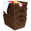 Set of 4 Seagrass Storage Tote Baskets, Laundry Organizer w/ Insert Handles - Thumbnail 1