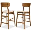 2-Piece Farmhouse Counter Height Bar Stool Set w/ Cushioned Seat, Backrest - Thumbnail 1