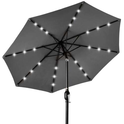 Solar LED Lighted Patio Umbrella w/ Tilt Adjustment, UV-Resistant - 10ft - Lot 6541