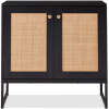 2-Door Rattan Storage Cabinet Accent Furniture for Living Room w/ Foot Pads - Thumbnail 1