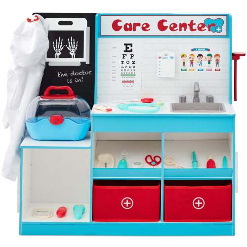Pretend Play Doctor's Office, Kids Wooden Toy Set w/ Accessories Included - Lot 6552
