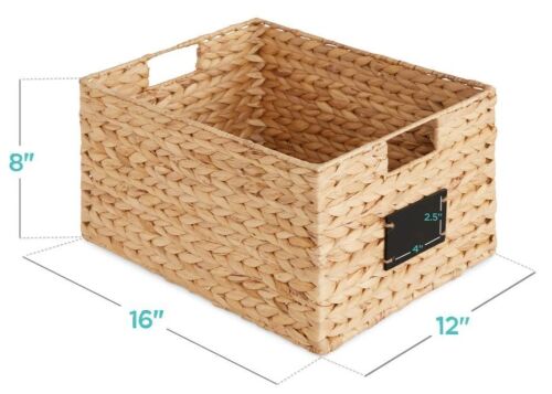 Water Hyacinth Pantry Baskets w/ Chalkboard, Marker, 1pc - 16in - Lot 6566