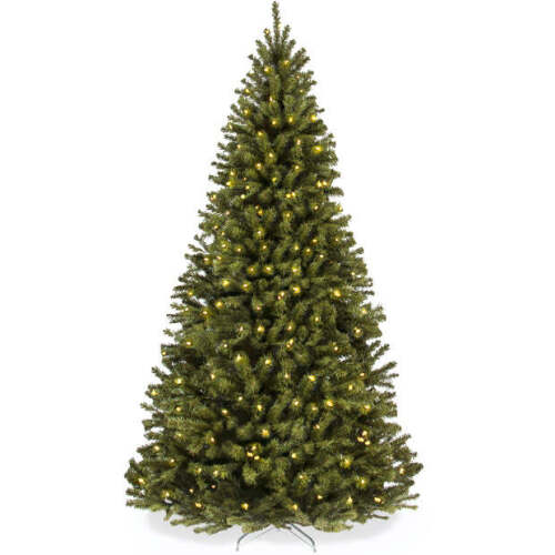 Pre-Lit Artificial Spruce Christmas Tree w/ Foldable Metal Base 9ft - Lot 10002