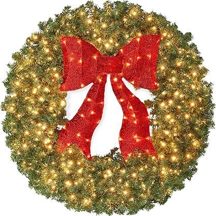 48in Large Artificial Pre-Lit Fir Christmas Wreath Holiday Accent Decoration - Lot 10016