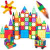 110-Piece Kids Magnetic Tiles Set, Educational Building STEM Toy w/ Case - Multicolor - Thumbnail 1