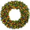 Pre-Lit Artificial Fir Christmas Wreath w/ Multicolor LED Lights, PVC Tips - Thumbnail 1