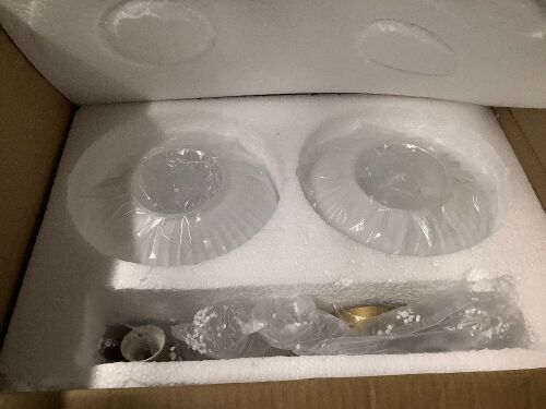 2-Light Gold Wall Sconces,Vintage Bathroom Wall Sconce Light with Milk Glass Double Arm Brass Bathroom Vanity Light for Living Room Bedroom Kitchen E26 Hardwire Indoor - Lot 6665