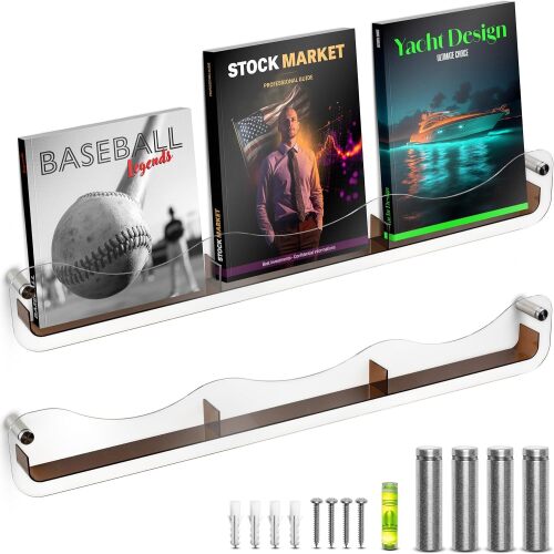Acrylic Magazine Holder – Magazine Rack Wall Mounted, Wall Magazine Holder, Acrylic Book Shelves, Brochure Holder Wall Mount, Magazine Display for Books and Journals (Large Clear) - Lot 6688