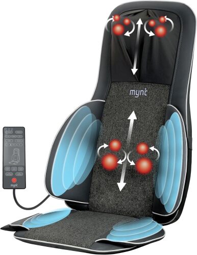 Shiatsu Neck and Back Massager for Chair with 10 Deep Kneading Nodes, 2D & 3D Back Massage with Heat, Portable Spot Massage Chair Pad - Lot 6721